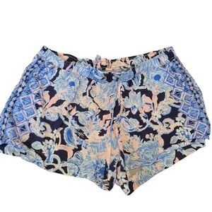 Lilly Pulitzer Blue and Peach Floral Athletic Shorts